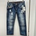 NWT Rock Revival Alexia thick stitch denim Crop capri capris jeans women's 23.