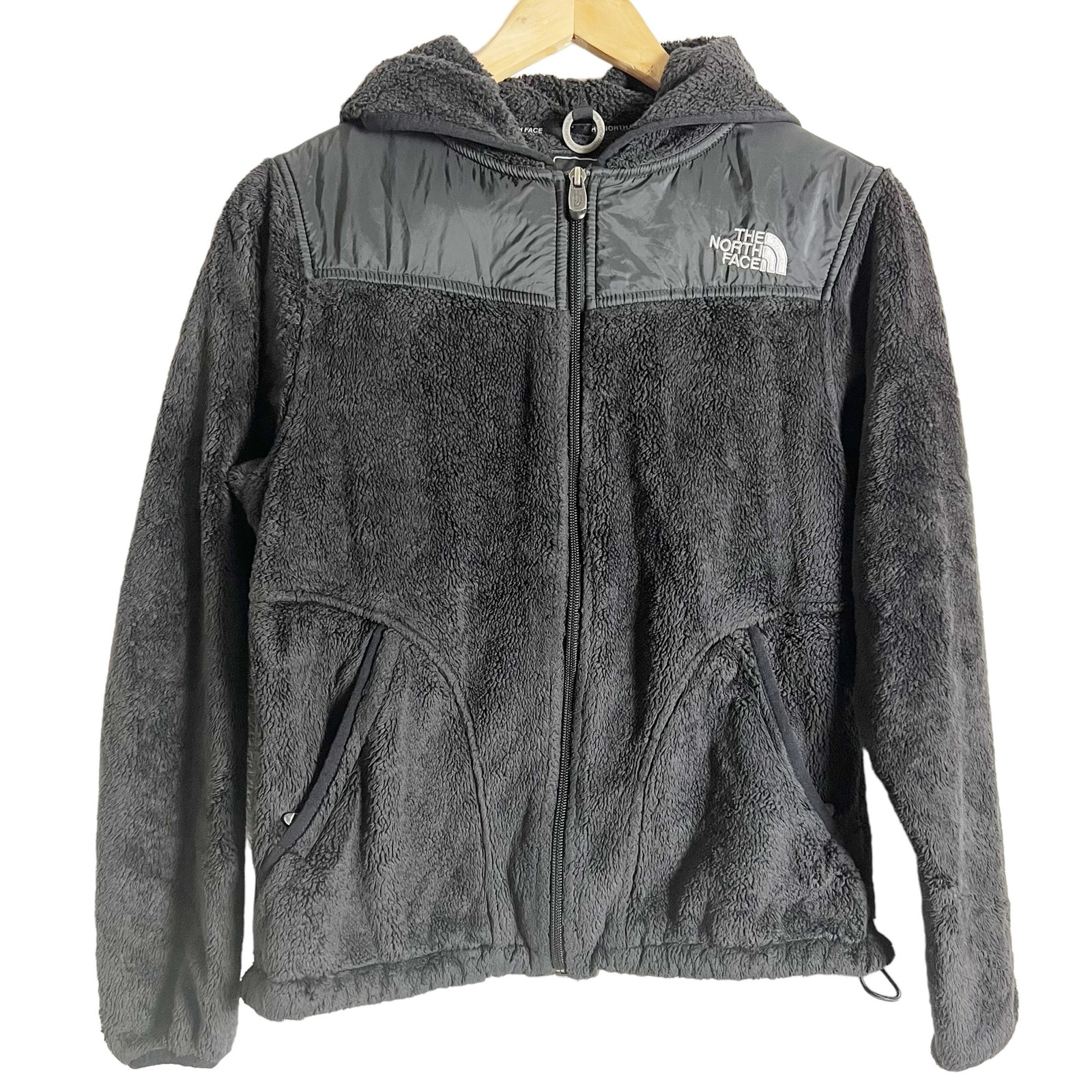 The North Face Black Oso Hybrid Hooded Fleece Fuzzy Zip Up Jacket Size S
