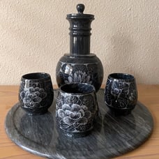 Granite tea sake set