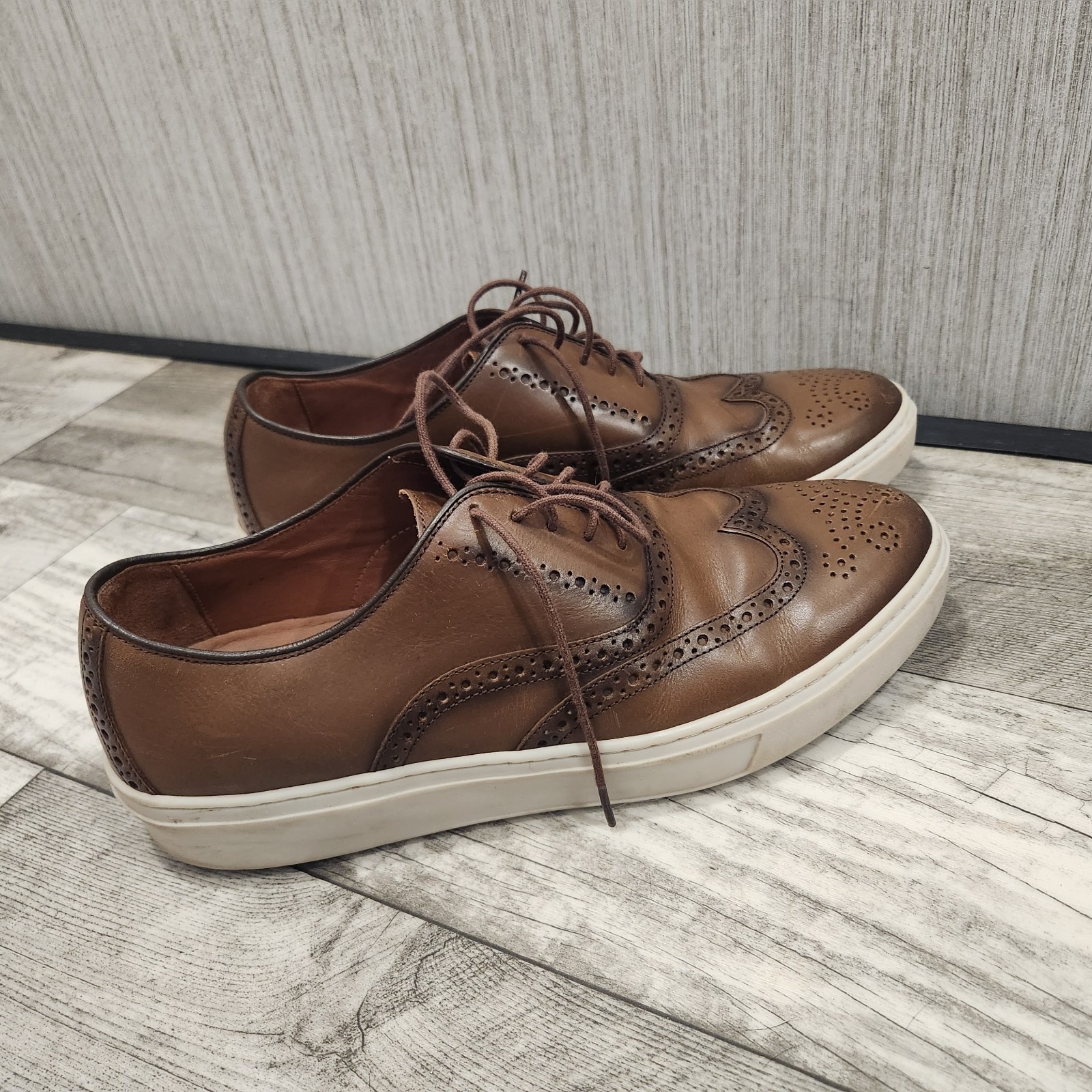 259286 MS50 HOLLINS MEN SHOE 10 M TAN LEATHER LACE UP BY JOHNSTON & MURPHY