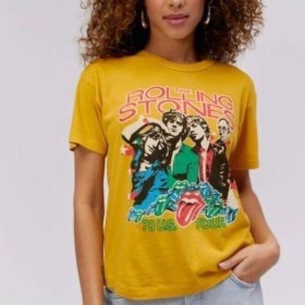 Daydreamer Rolling Stones 78 US Tour Ringer Tee in Golden Daze NWOT Size Medium