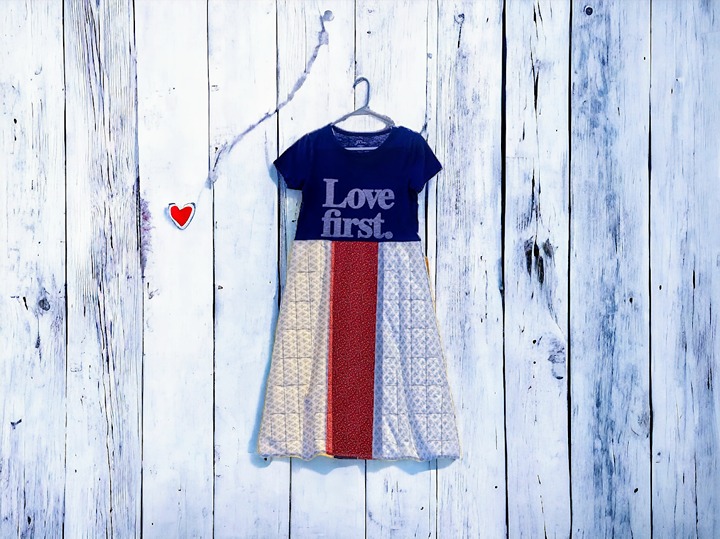 Upcycled Love First Patchwork Tee Dress XS