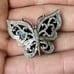 Sterling Silver Pave Diamonds Set In Butterfly Ornate Slide Pendant Jewelry Vntg