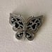 Sterling Silver Pave Diamonds Set In Butterfly Ornate Slide Pendant Jewelry Vntg