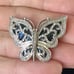 Sterling Silver Pave Diamonds Set In Butterfly Ornate Slide Pendant Jewelry Vntg