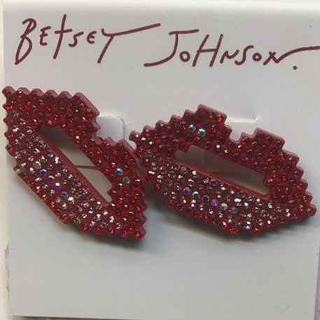 Betsey Johnson New Red and Silver Parted Lips Earrings