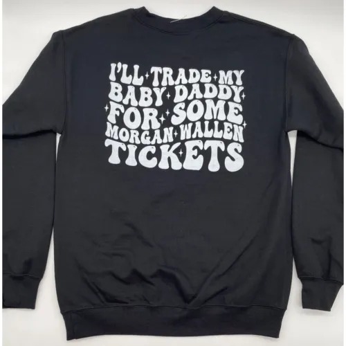 Black Crewneck Sweatshirt In Country Music Style By Morgan Wallen