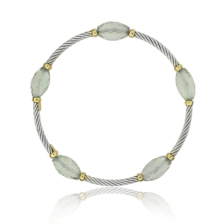 David Yurman Bijoux 18K Yellow Gold and Sterling Silver Station Cable SB-3577-C