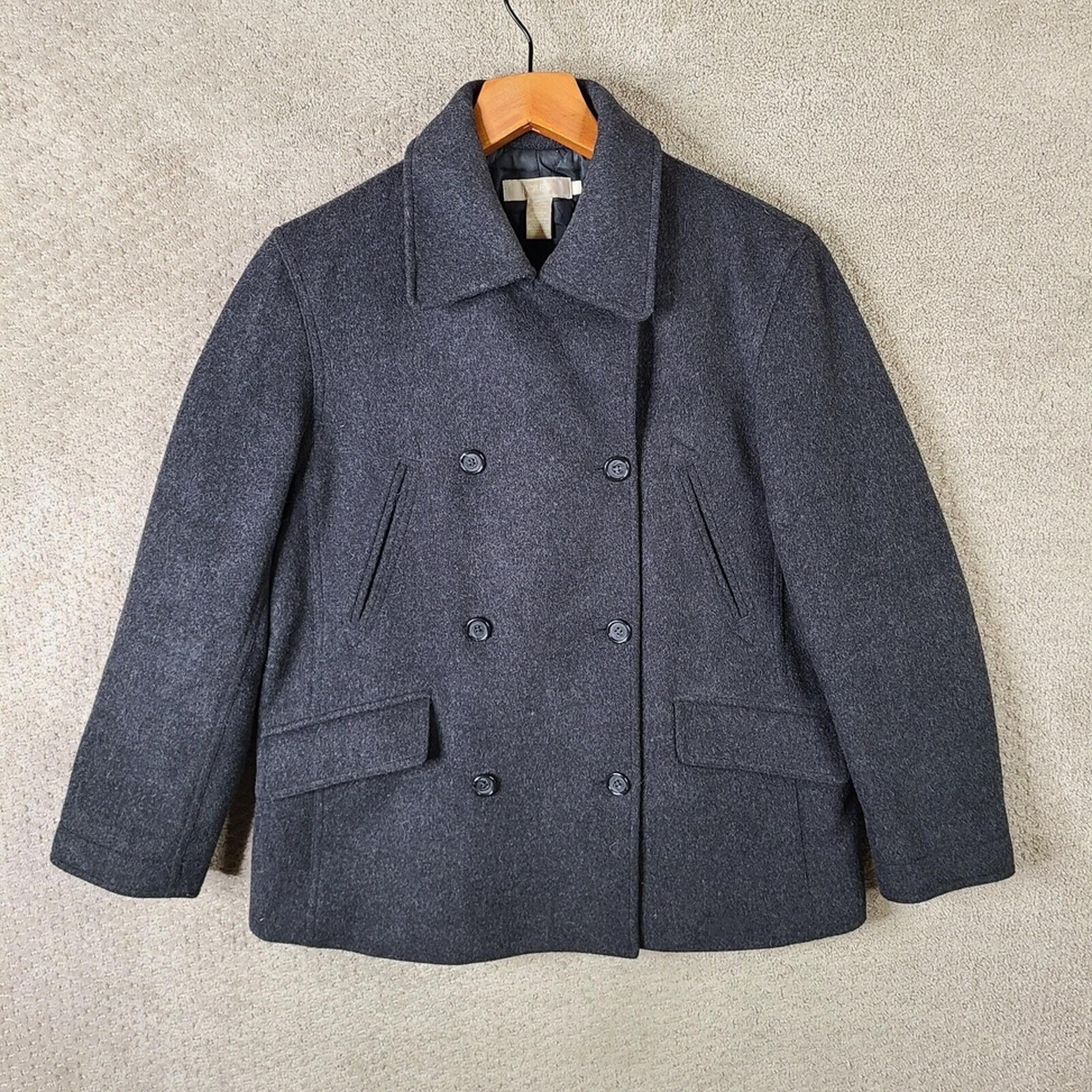 J Crew Peacoat Mens Small Gray Wool Cashmere Blend Double Breasted Thinsulate