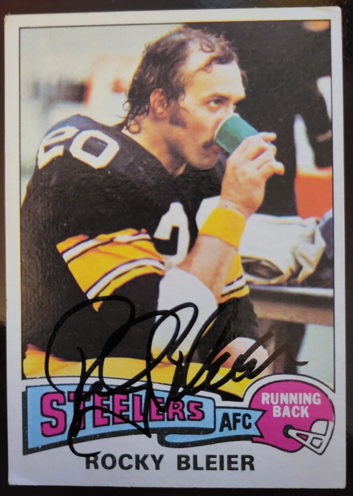 ROCKY BLEIER 1976 TOPPS ROOKIE CARD - AUTOGRAPHED!!! - STEELERS!!!