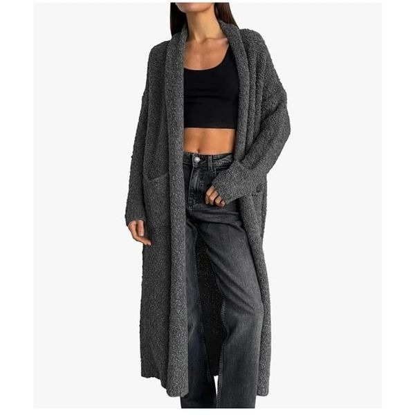 Oversized Chunky Fuzzy Lapel Duster Cardigan