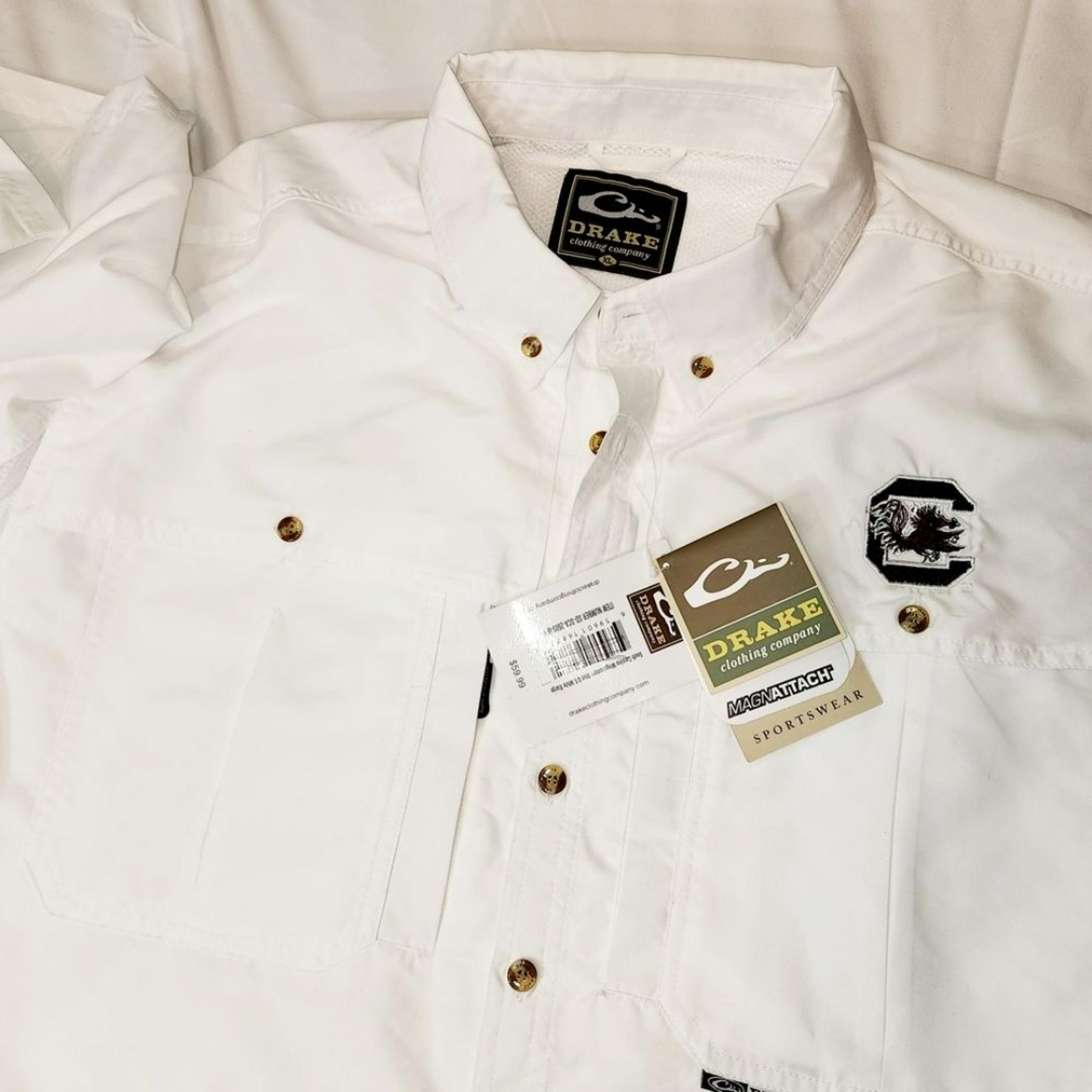 Drake university South Carolina White Casual Button Down Shirt Mens Size XL
