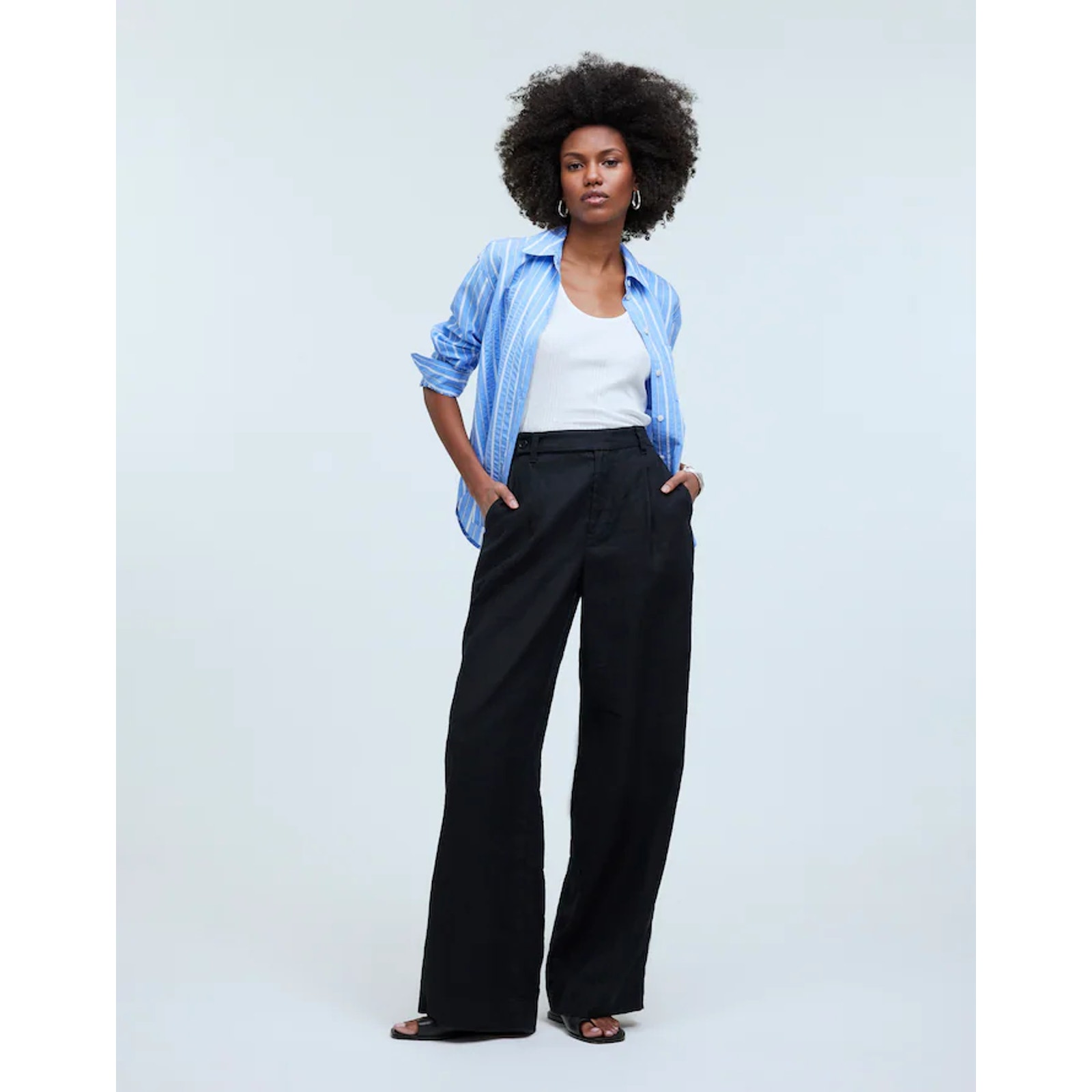 Madewell The Petite Harlow Wide-Leg Pant in 100% Linen P14