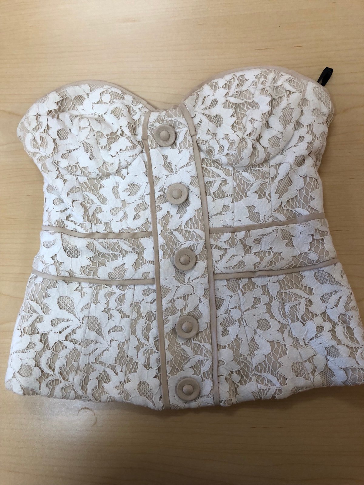 Beige Bebe lace strapless