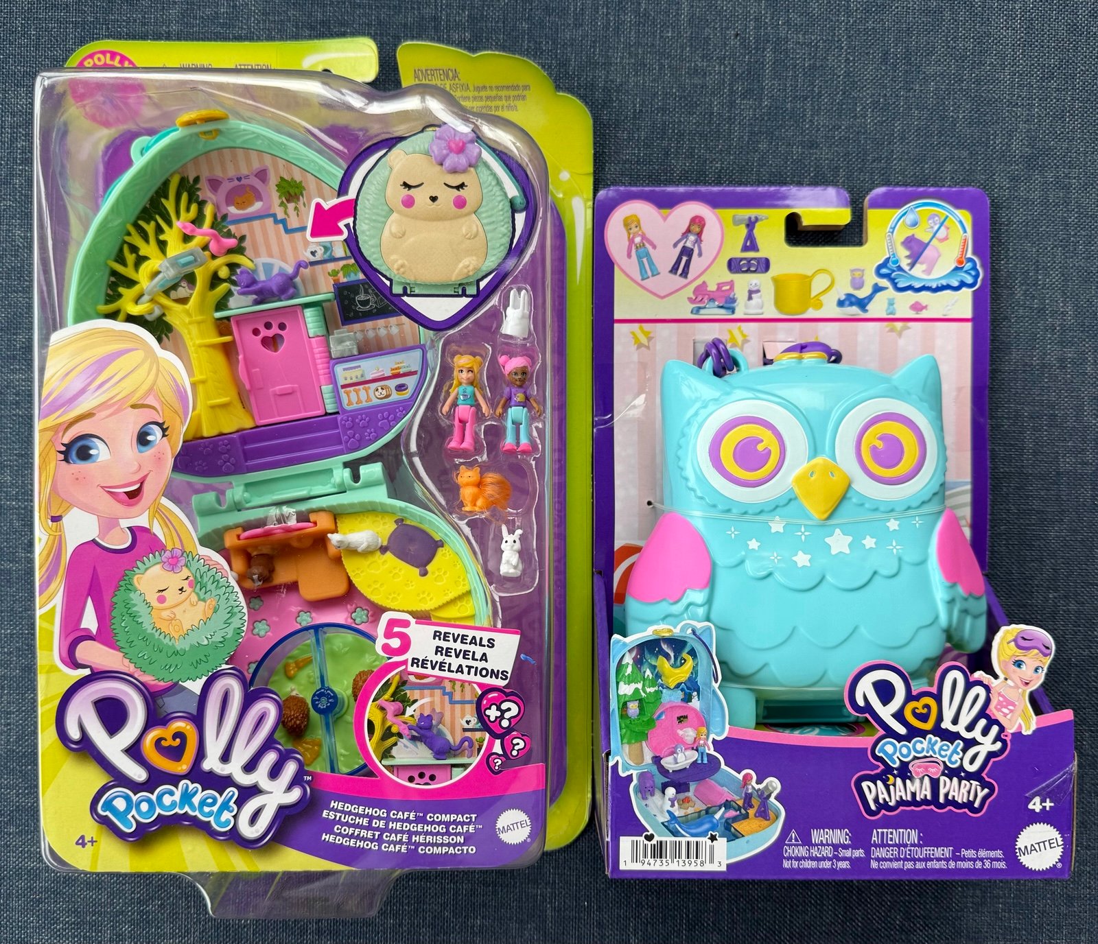 2 POLLY POCKET MINI PLAYSETS 1) 2020 TEDDY BEAR PURSE WITH 12 POP and SWAP PIECE