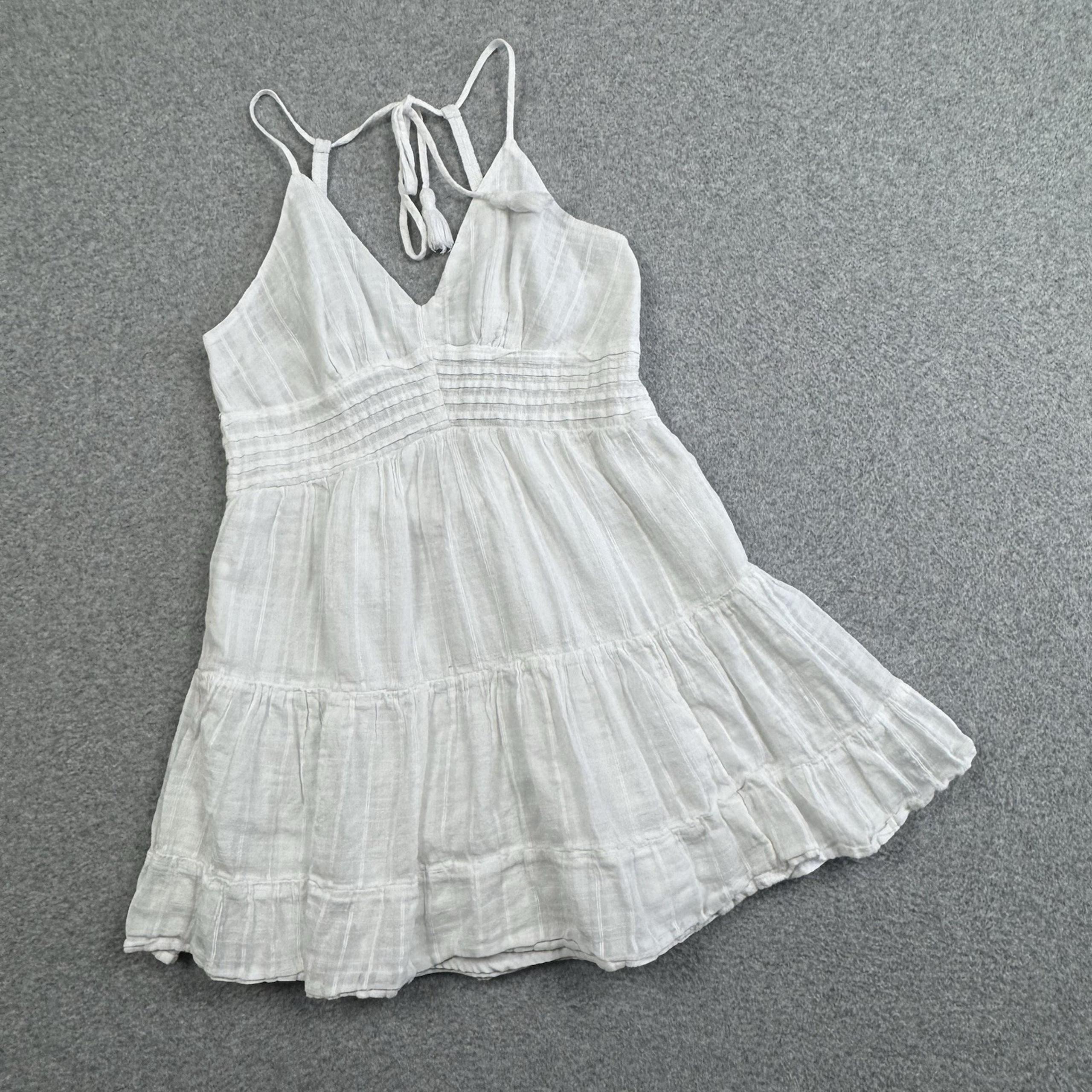 American Eagle Babydoll Mini Dress Strappy Open Back Womens Small White Boho