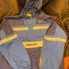 Nike Air Mens Sz XL Blue & White 1/2 Zipup Pullover Hooded Windbreaker New w/Tag