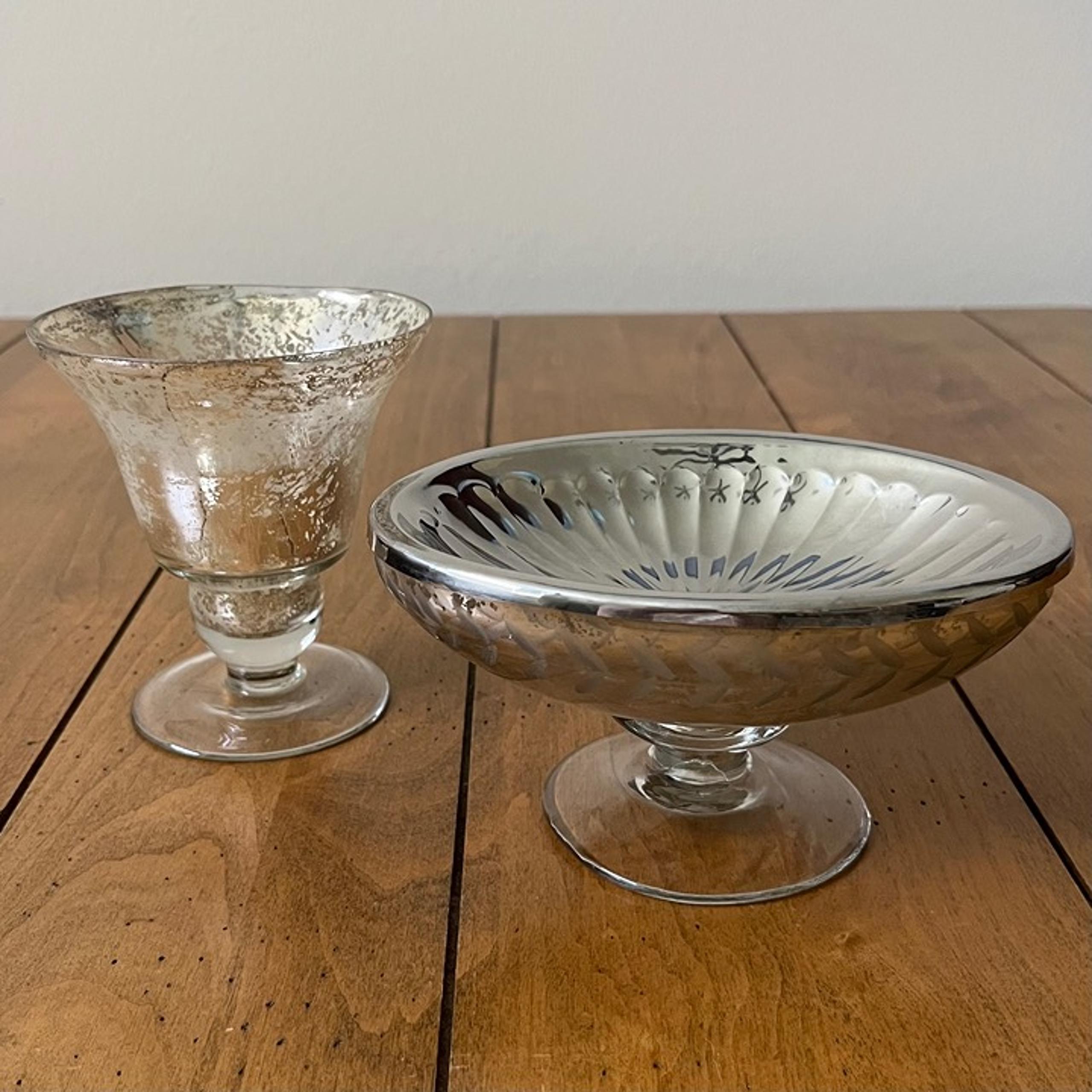 Pottery Barn Mirrored Etched Soap Dish Bathroom Accessory Set