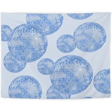 Blue Preppy Trendy Retro Disco Ball Aesthetic Tapestry Wall Hanging Room Decor