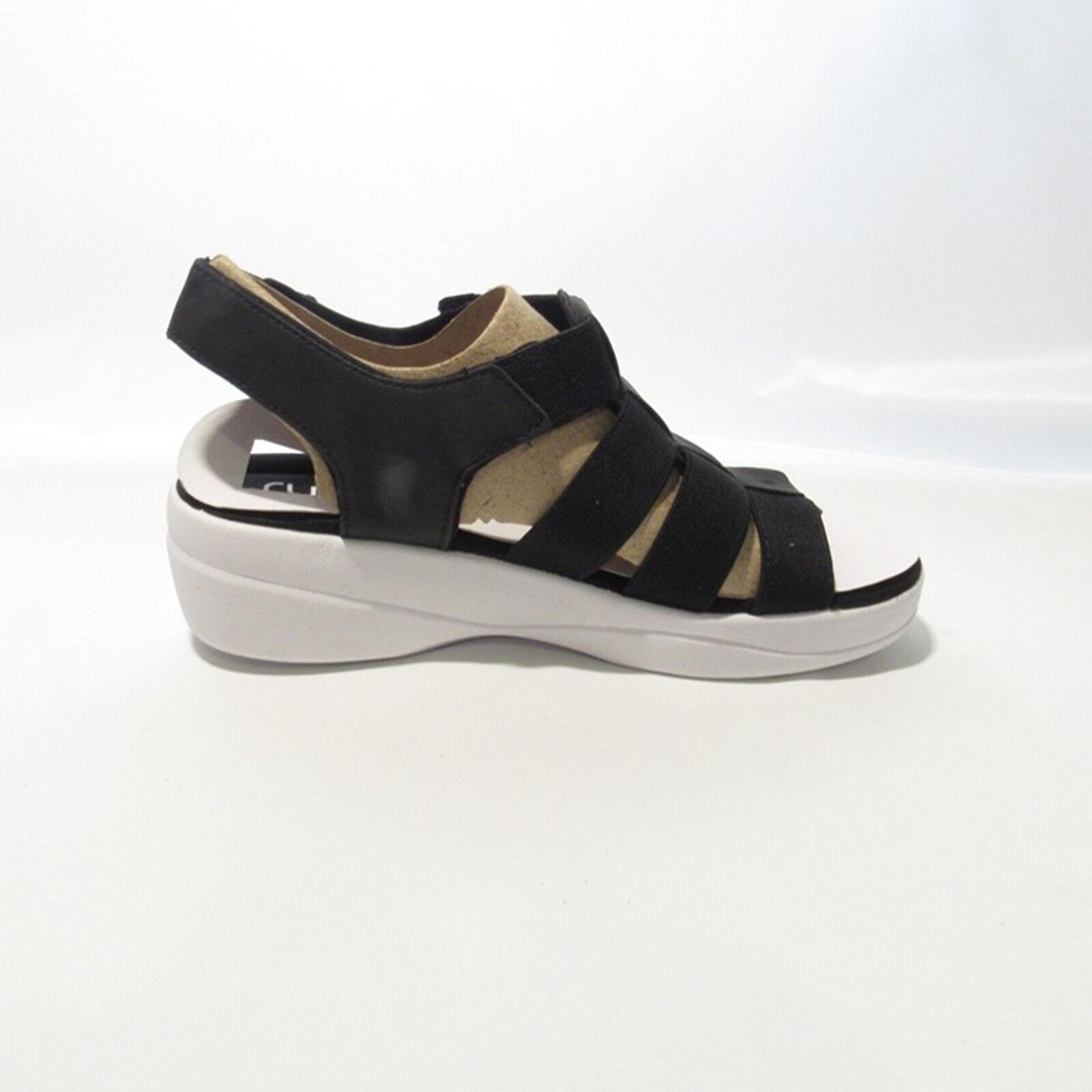 Ryka Multi-Strap Adjustable Wedge Sandals - Aloha - Black 8 Wide NIB