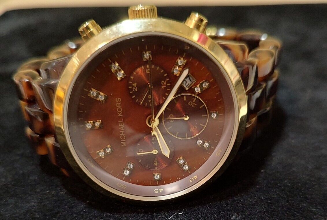 Michael Kors Tortoise Acrylic Brown Dial Ladies Watch MK5216 Quartz