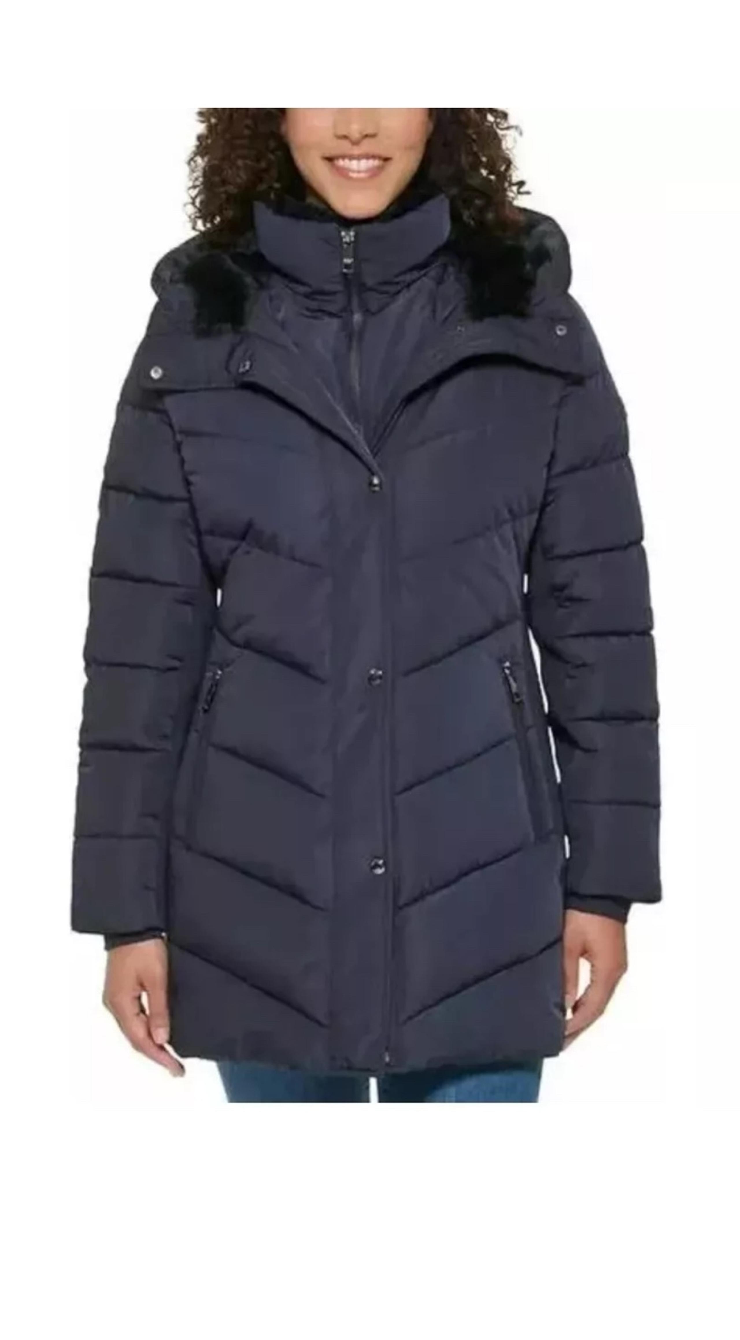 Andrew Marc Women's Walker Jacket Parka Zip Puffer Hooded Navy Size XXL