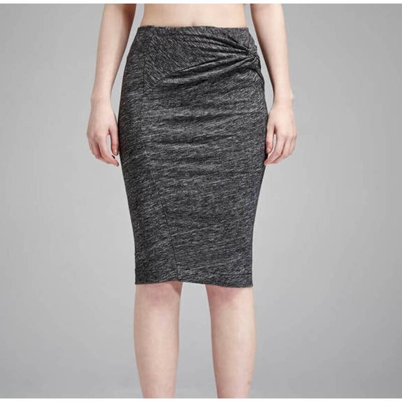 IRO Lousa Skirt Knotted Wrap Wool Blend Pencil Skirt, Heather Gray