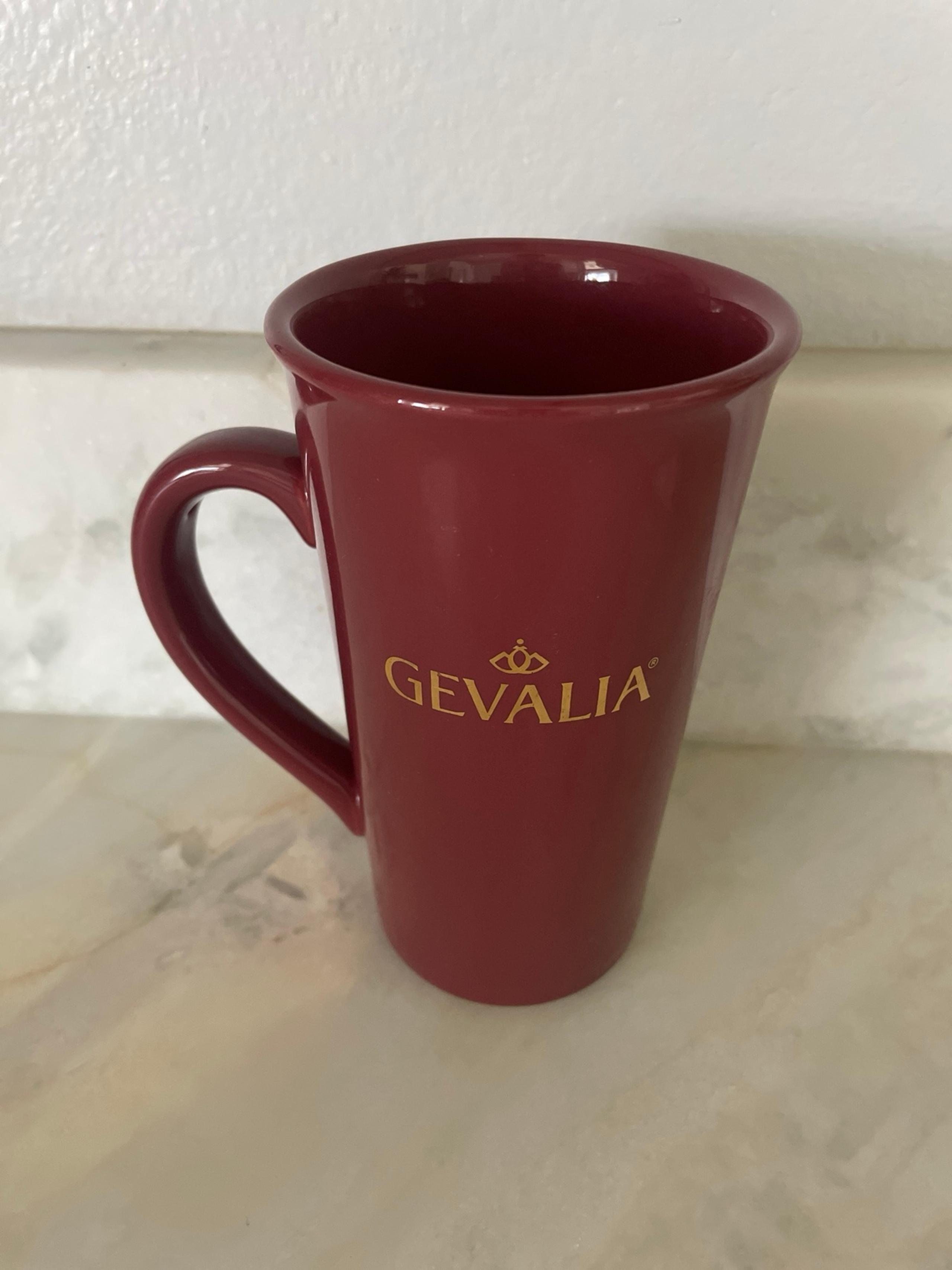 Gevalia Coffee Mug Cup 6” tall burgundy / maroon