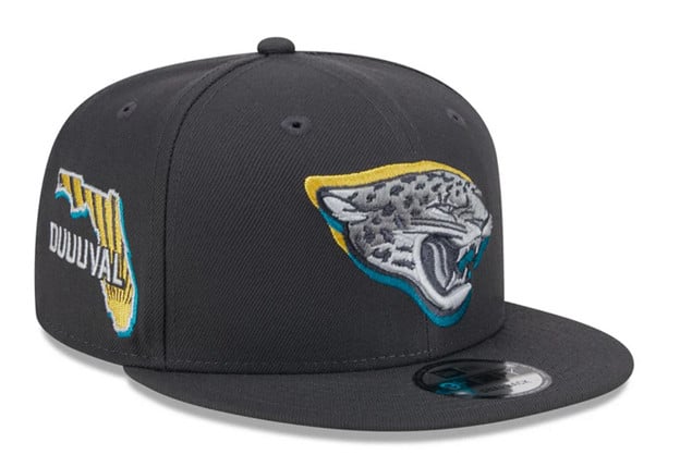 New Era Jacksonville Jaguars 2024 NFL Draft 9Ffity 950 Snapback Hat Cap Graphite