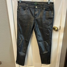 C. Wonder Women’s 30 Cropped Skinny Metallic Denim Jeans Pants Stretch Zipper