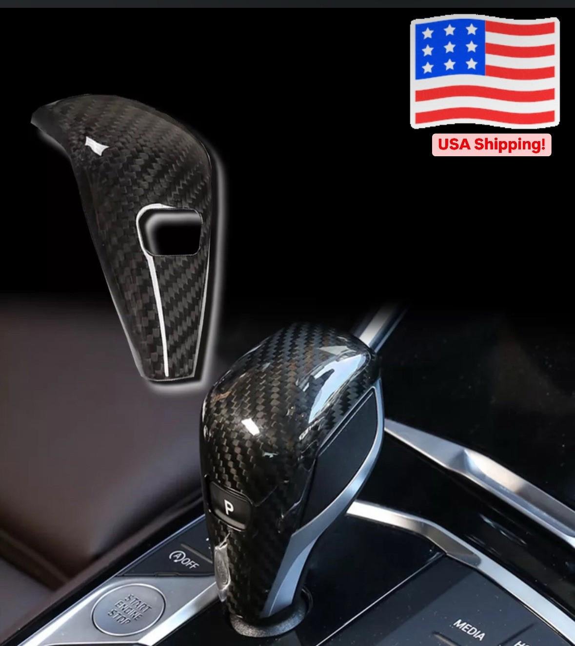 Gloss Real Carbon Fiber Gear Shift Knob Overlay Cover For 19-23 G20 340i 330i X3