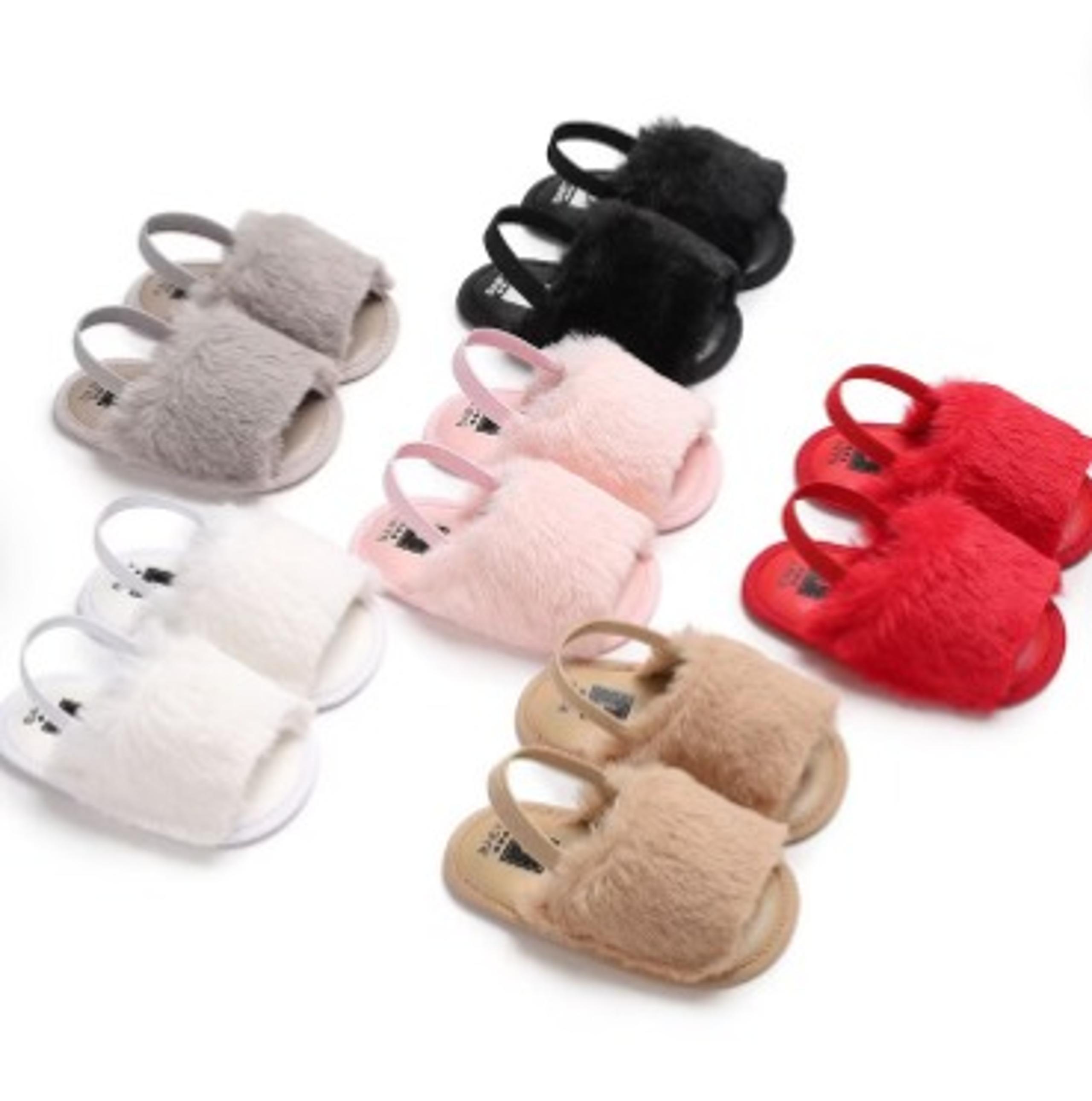 Soft Baby Girl Furry Fuzzy Slippers Sandals - RTS