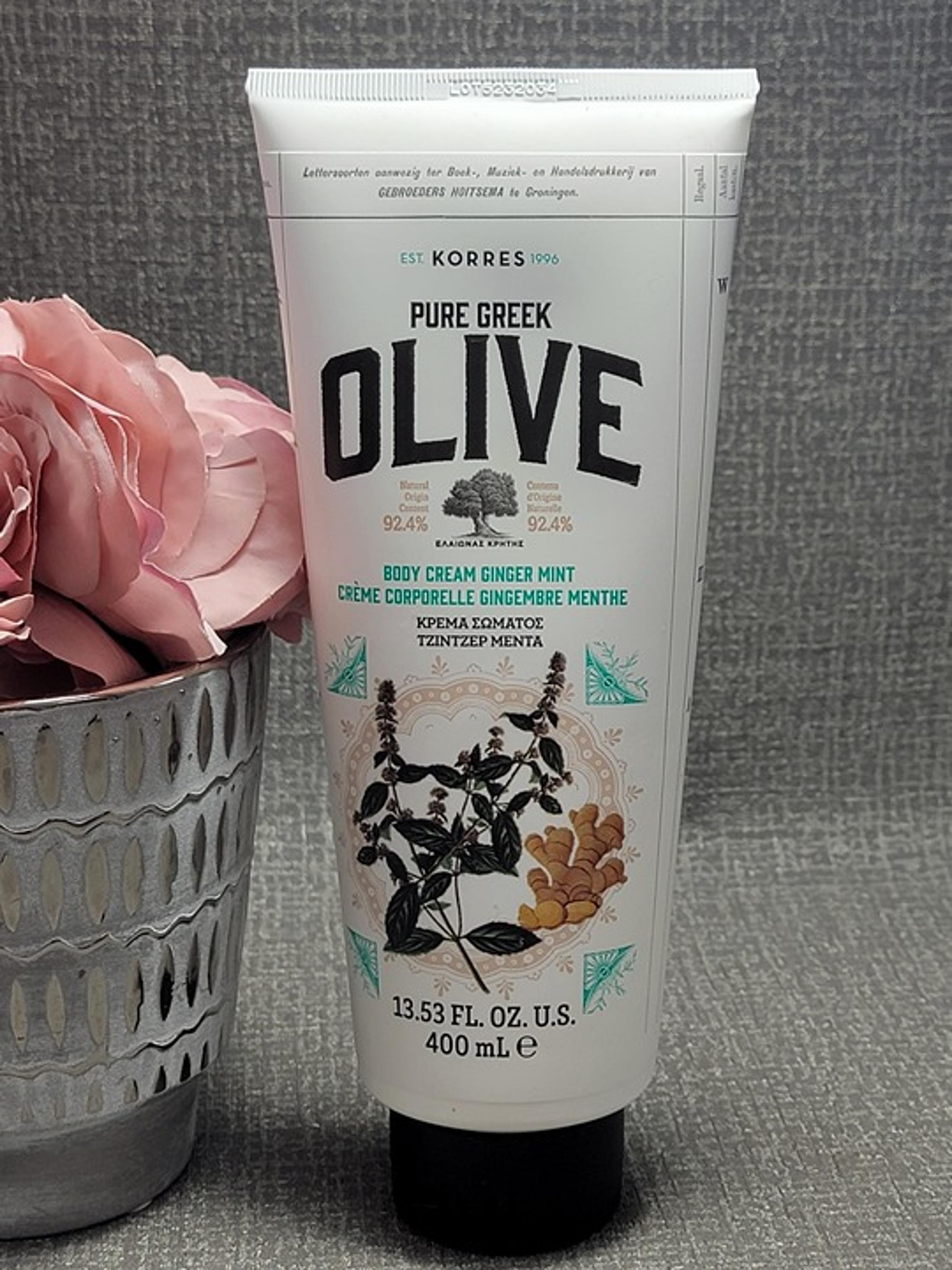 Korress Pure Greeek Olive Body Cream Ginger Mint 13.53 oz