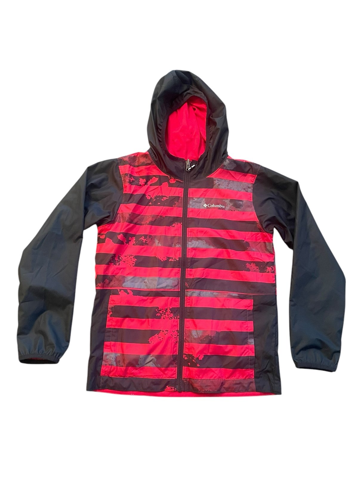Columbia Pixel Grabber Reversible Jacket Boy’s M 10-12 Red Black Youth Hooded