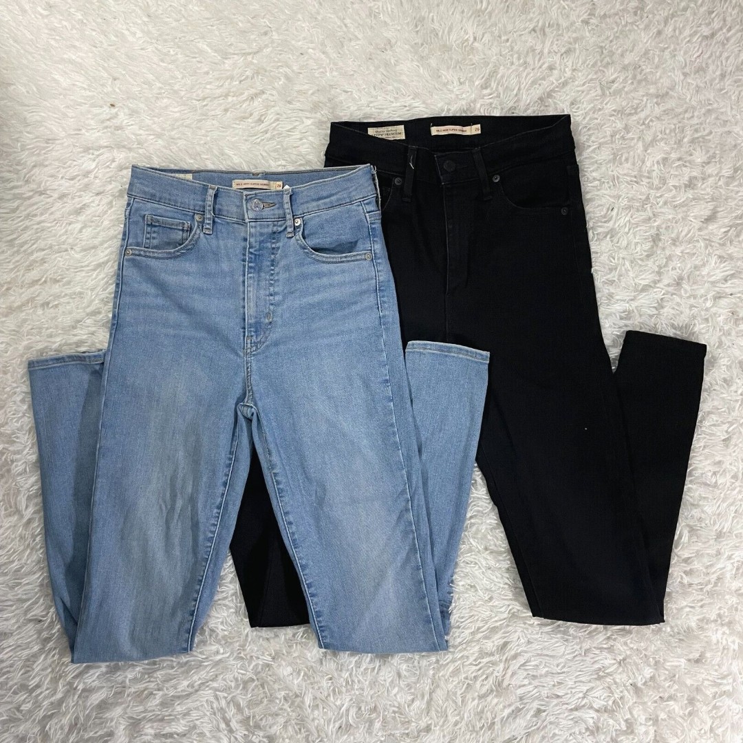 Levi's Premium Womens Jeans Sz 26 Blue & Black High Rise Super Skinny Big E Pant Levi's Premium Womens Jeans Sz 26 Blue & Black High Rise Super Skinny Big E Pant