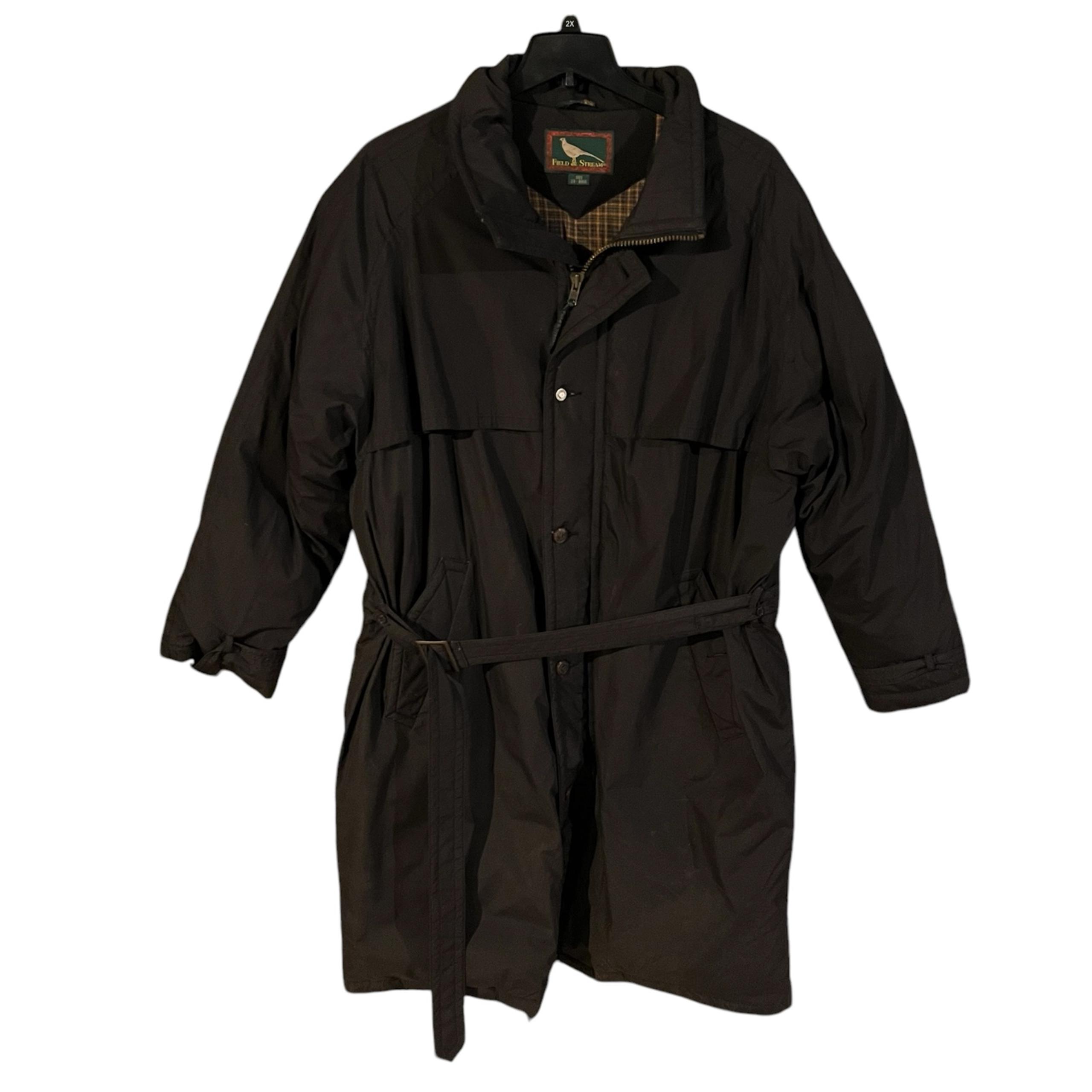 Field And Stream Men’s  Flannel Lined Down Jacket Coat Size 2X Bigs Belted