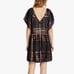 NEW Free People Barcelona plaid Mini Dress Size L metallic black