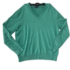 Brooks Brothers Teal 100% Combed Cotton VNeck Sweater Size Large V Neck