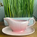 RARE MIKASA SPRING HIBISCUS-SET OF 5.Serving bowl,salt&pepper,gravy boat/saucer