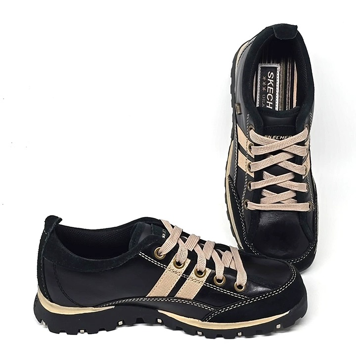 Skechers Casual Walking Sneakers Black Leather Comfort 46077 Women’s Size 7.5