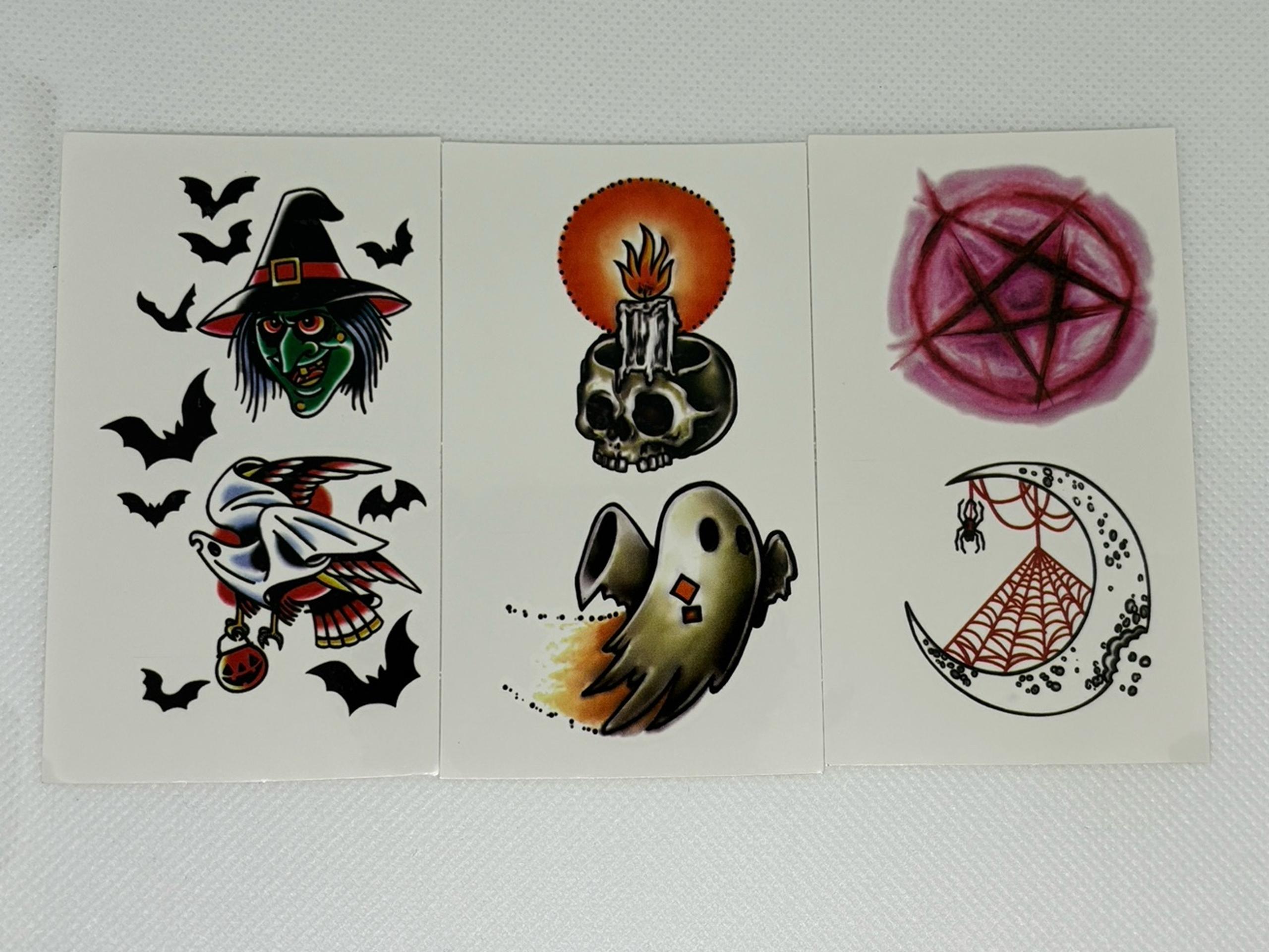 Halloween Colored Ink Temporary Tattoos Pack of 3