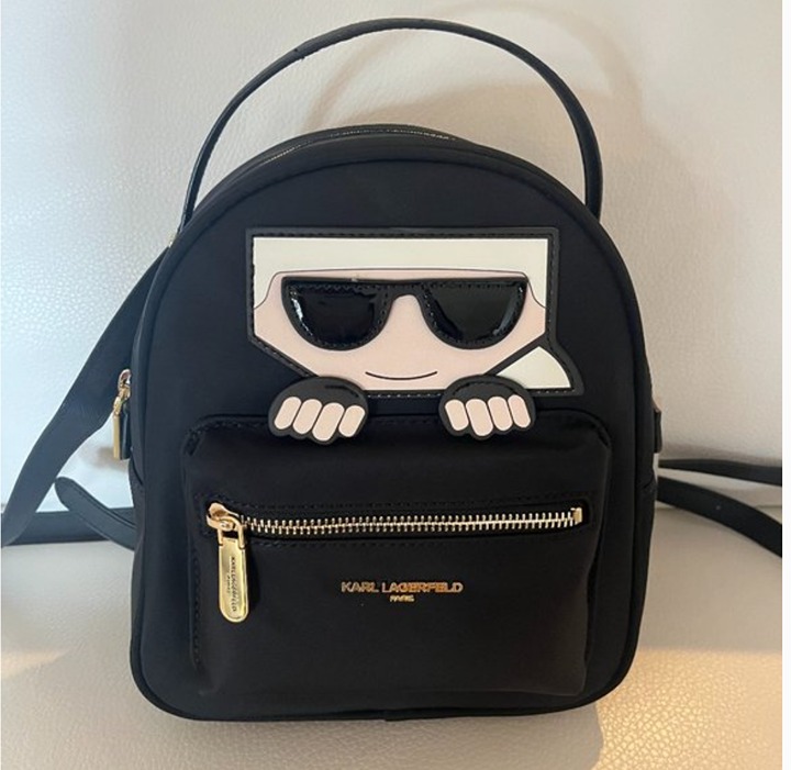 NWT KARL LAGERFELD PARIS AMOUR NYLON BACKPACK PURSE TOTE BLACK $198