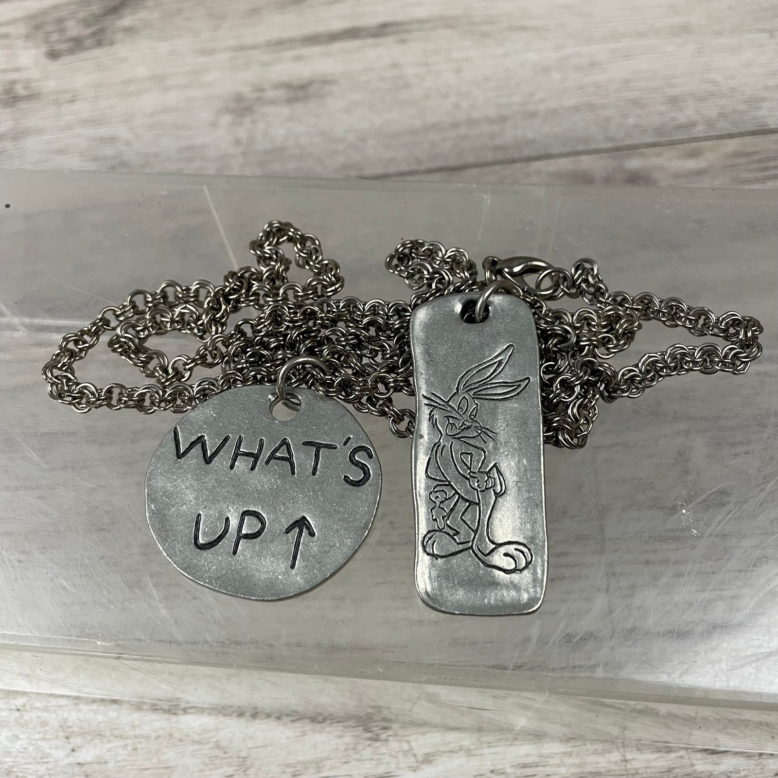 Bug Bunny 1994 Necklace Warner Bros Looney Tunes Silver Pendant 17” Chain RARE
