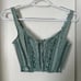 Victoria’s Secret Sage Dust Unlined Lace-Up Corset Top & Lace Trim Hipster Thong