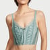 Victoria’s Secret Sage Dust Unlined Lace-Up Corset Top & Lace Trim Hipster Thong