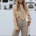 ZARA Crochet Tonal Ruffle Long Bell Sleeves Knit Sweater in Cream Size Large