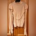 ZARA Crochet Tonal Ruffle Long Bell Sleeves Knit Sweater in Cream Size Large