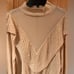 ZARA Crochet Tonal Ruffle Long Bell Sleeves Knit Sweater in Cream Size Large