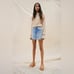 ZARA Crochet Tonal Ruffle Long Bell Sleeves Knit Sweater in Cream Size Large
