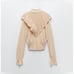 ZARA Crochet Tonal Ruffle Long Bell Sleeves Knit Sweater in Cream Size Large